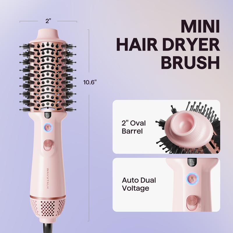Wavytalk Jet Brush Dual Voltage Ionic Hair Dryer Brush, Reduces Damage, Anti-Frizz Straight Hair, Curls and Blowouts