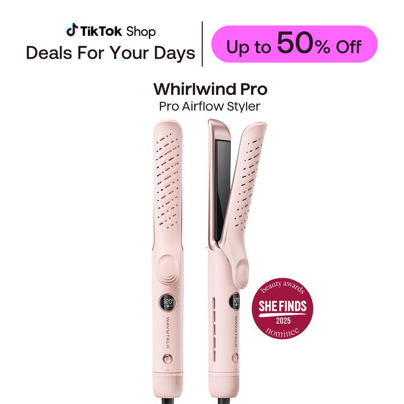 Wavytalk Whirlwind Curl, 360° Airflow Styler With 3 Air Modes & LED Display, 2-in-1 Hair Straightener and Curler with Cooling Air Vents to Lock in Style