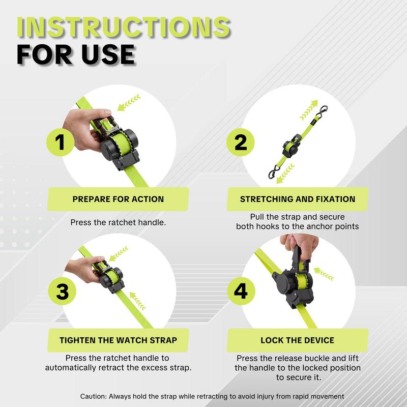 SnapTight Retractable Ratchet Strap