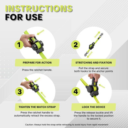 SnapTight Retractable Ratchet Strap