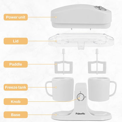 Pukomc Ice Cream Maker Machine for Home Use with Two Ice Cream Bowls Simple Operation Easy to Clean White Easy Fast Use Perfect Dessert,The best Christmas New Year gift summerwins
