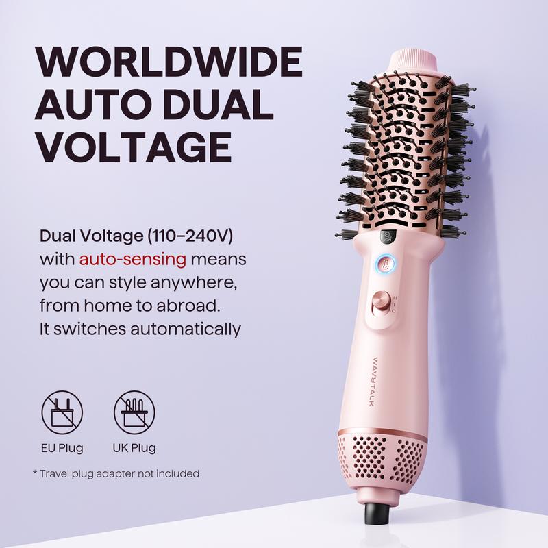 Wavytalk Jet Brush Dual Voltage Ionic Hair Dryer Brush, Reduces Damage, Anti-Frizz Straight Hair, Curls and Blowouts