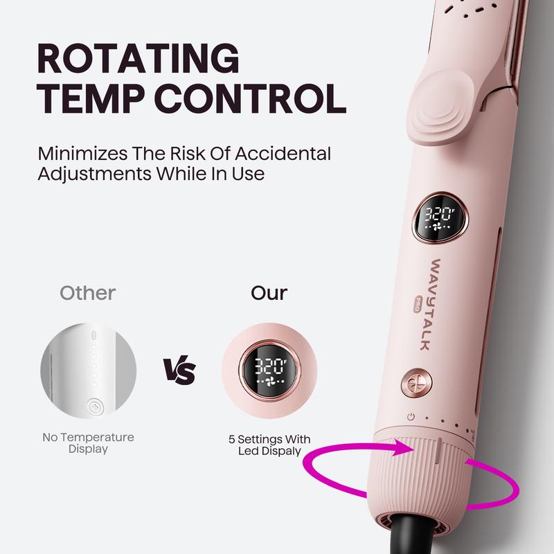 Wavytalk Whirlwind Curl, 360° Airflow Styler With 3 Air Modes &  LED Display,  2-in-1 Hair Straightener and Curler with Cooling Air Vents to Lock in Style