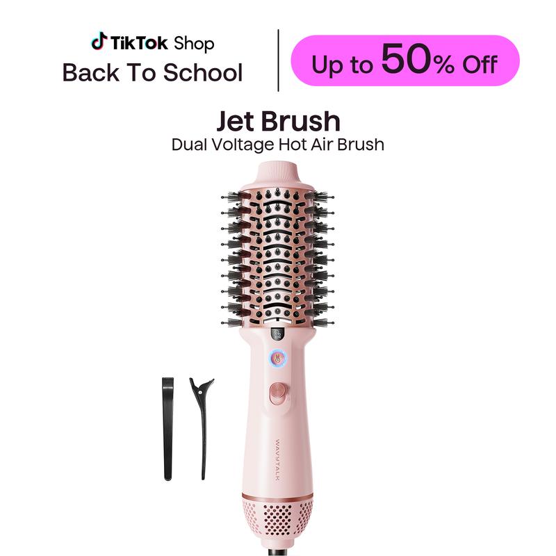 Wavytalk Jet Brush Dual Voltage Ionic Hair Dryer Brush, Reduces Damage, Anti-Frizz Straight Hair, Curls and Blowouts