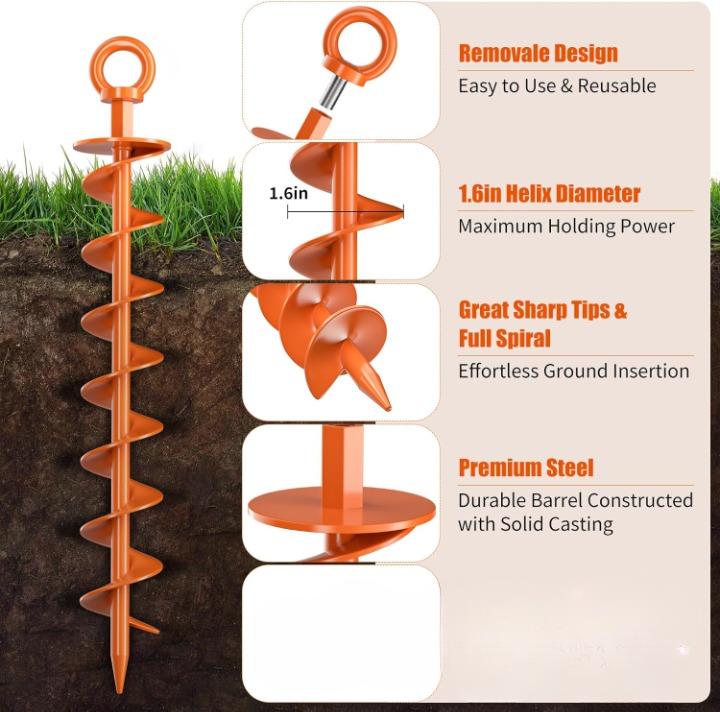 StormLock Spiral Ground Anchors – Heavy-Duty 4 Pack