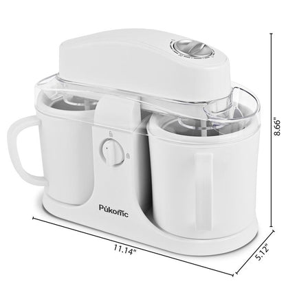 Pukomc Ice Cream Maker Machine for Home Use with Two Ice Cream Bowls Simple Operation Easy to Clean White Easy Fast Use Perfect Dessert,The best Christmas New Year gift summerwins