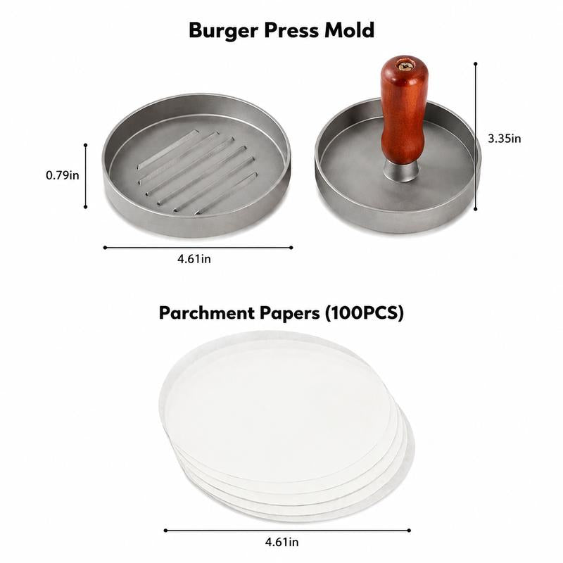 Stainless Steel Burger Press - 1Pc Nonstick Burger Patty Maker Mold, Sturdy Metal Meat Smasher, Multifunctional Kitchen Utensil for Home/Commercial Use to Make Round Patties, Burguer Patty Maker
