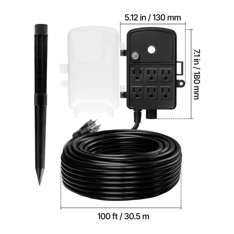 6-Outlet Outdoor Power Stake with Remote & Timer