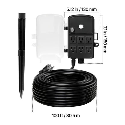 6-Outlet Outdoor Power Stake with Remote & Timer