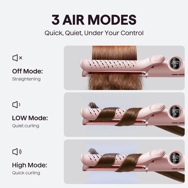 Wavytalk Whirlwind Curl, 360° Airflow Styler With 3 Air Modes &  LED Display,  2-in-1 Hair Straightener and Curler with Cooling Air Vents to Lock in Style