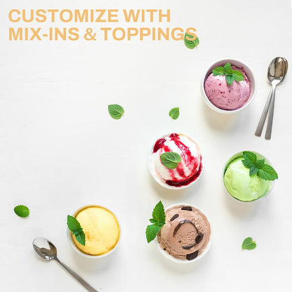 Pukomc Ice Cream Maker Machine for Home Use with Two Ice Cream Bowls Simple Operation Easy to Clean White Easy Fast Use Perfect Dessert,The best Christmas New Year gift summerwins