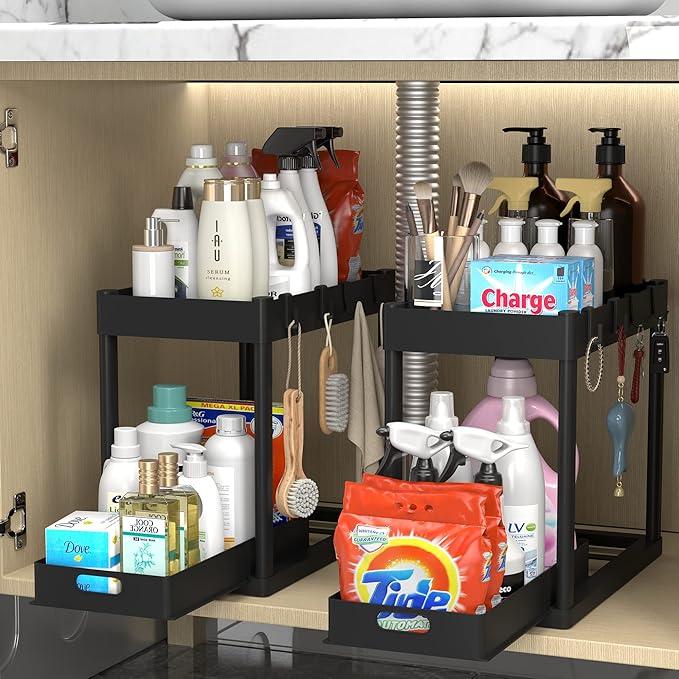 SinkStack Pro – 2-Tier Pull-Out Under Sink Organizer (2-Pack)