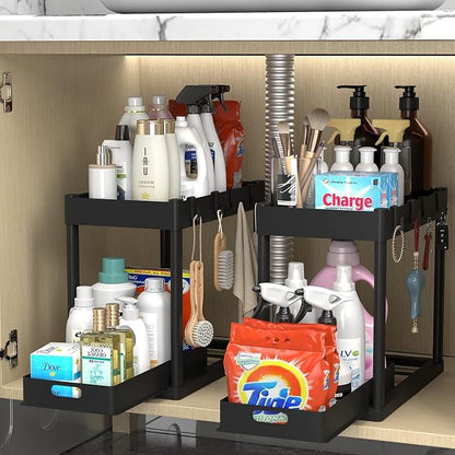 SinkStack Pro – 2-Tier Pull-Out Under Sink Organizer (2-Pack)
