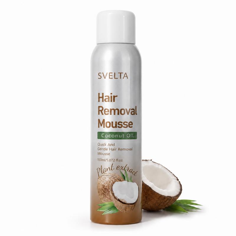 SVELTA Sensitive Skin Bikini Hair Removal Cream & Mousse - Lightweight, Soothing Body Care Self-Care Product for Adults, Fast-Acting Depilatory Foam with Coconut Oil, Aloe Vera Gel & Scraper, 150ml + 30ml