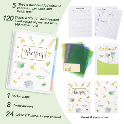 Soligt Recipe Book Journal , 8.5\" x 11\"