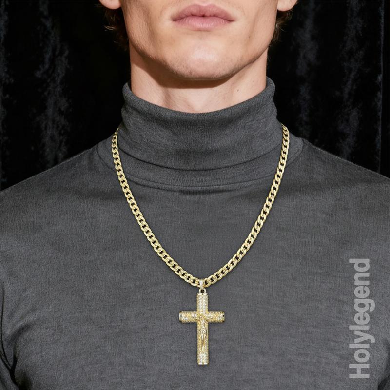 24" Miami Cross Chain, 14K Gold-Plated