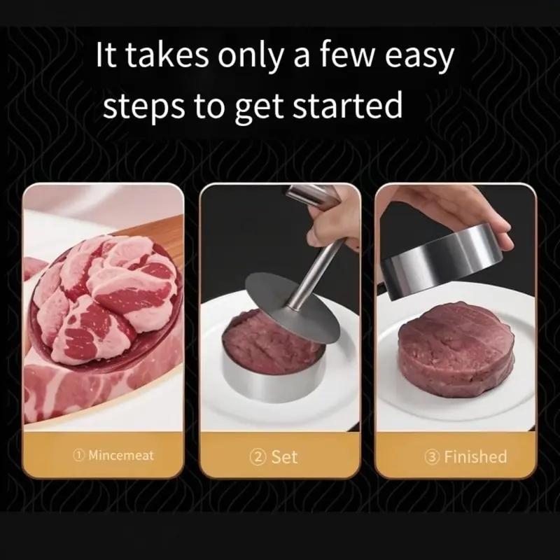 Stainless Steel Burger Press - 1Pc Nonstick Burger Patty Maker Mold, Sturdy Metal Meat Smasher, Multifunctional Kitchen Utensil for Home/Commercial Use to Make Round Patties, Burguer Patty Maker