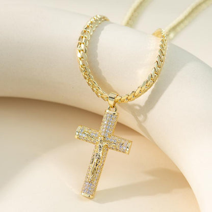 24" Miami Cross Chain, 14K Gold-Plated