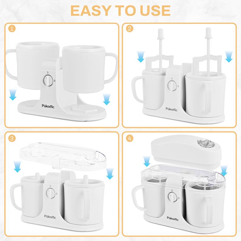 Pukomc Ice Cream Maker Machine for Home Use with Two Ice Cream Bowls Simple Operation Easy to Clean White Easy Fast Use Perfect Dessert,The best Christmas New Year gift summerwins