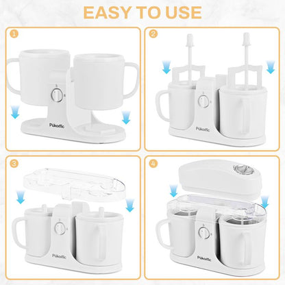 Pukomc Ice Cream Maker Machine for Home Use with Two Ice Cream Bowls Simple Operation Easy to Clean White Easy Fast Use Perfect Dessert,The best Christmas New Year gift summerwins