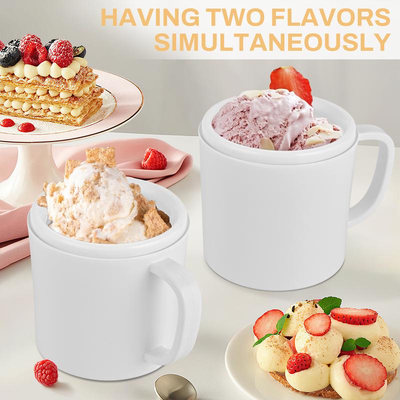 Pukomc Ice Cream Maker Machine for Home Use with Two Ice Cream Bowls Simple Operation Easy to Clean White Easy Fast Use Perfect Dessert,The best Christmas New Year gift summerwins