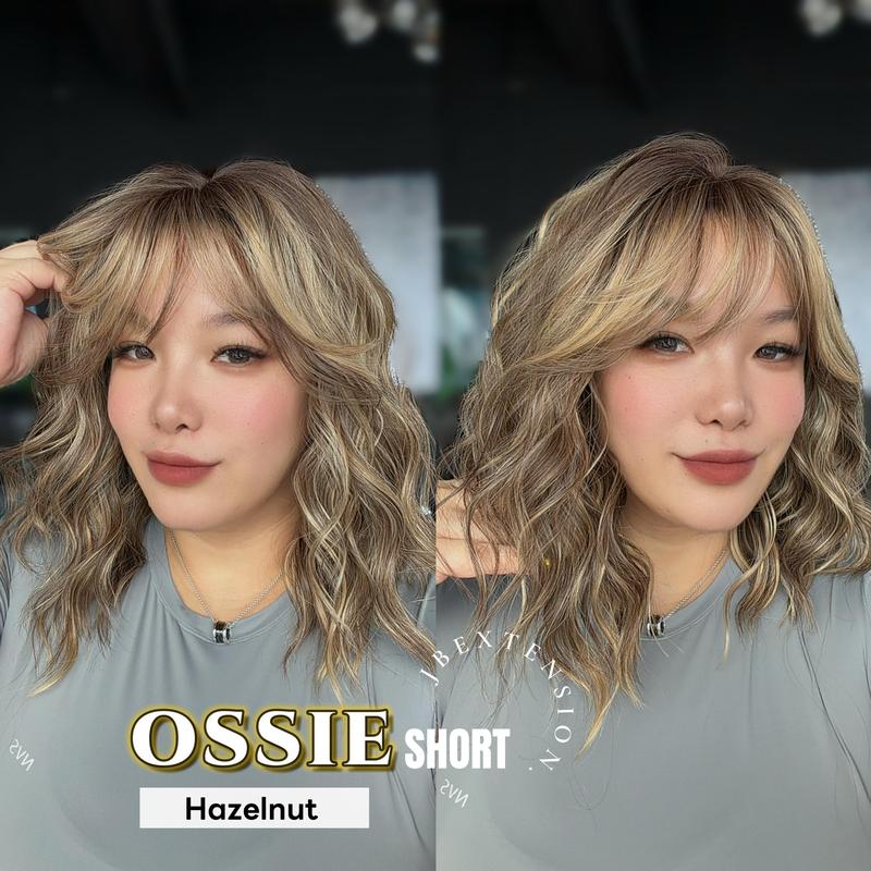 ZURI Short Wave Glueless Wig with Curtain Bangs (14")