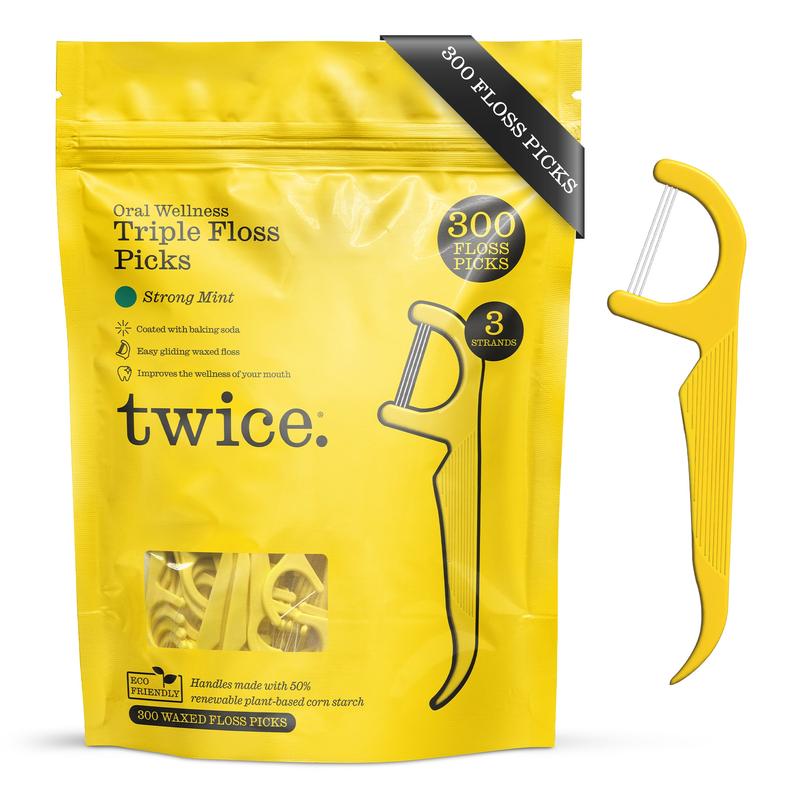 TRIMINT 3-Strand Floss Picks | Baking Soda + Mint | 300 Count