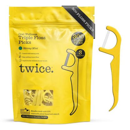 TRIMINT 3-Strand Floss Picks | Baking Soda + Mint | 300 Count