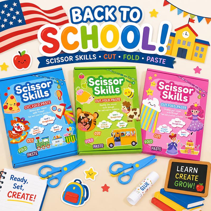 SnipSmart Scissor Skills Kit: 25 Cut, Fold & Glue Activities (Ages 3+)