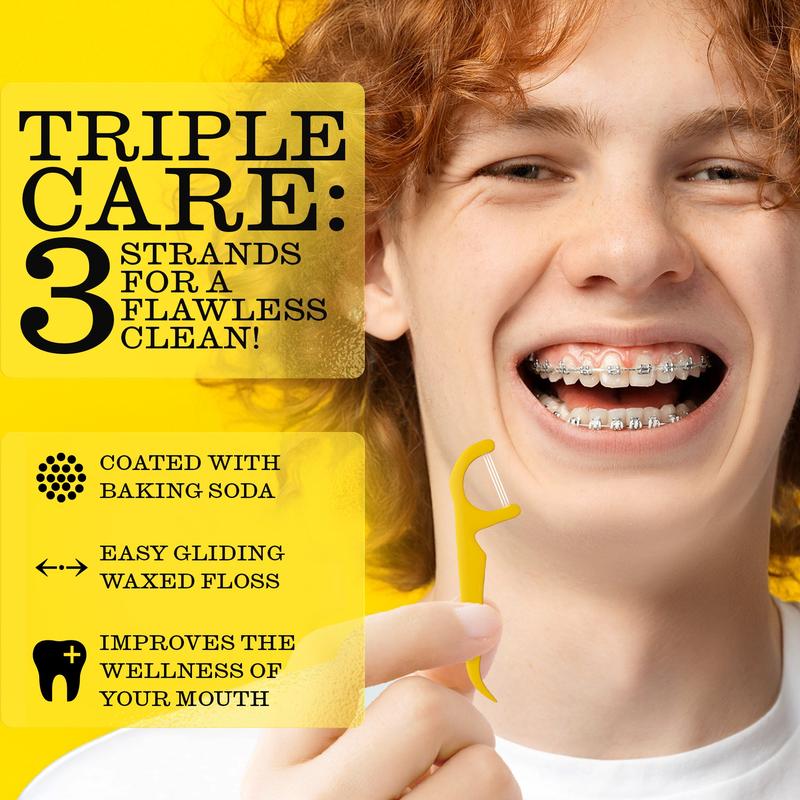 TRIMINT 3-Strand Floss Picks | Baking Soda + Mint | 300 Count
