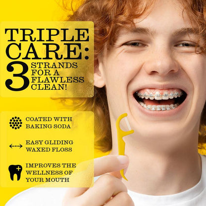 TRIMINT 3-Strand Floss Picks | Baking Soda + Mint | 300 Count